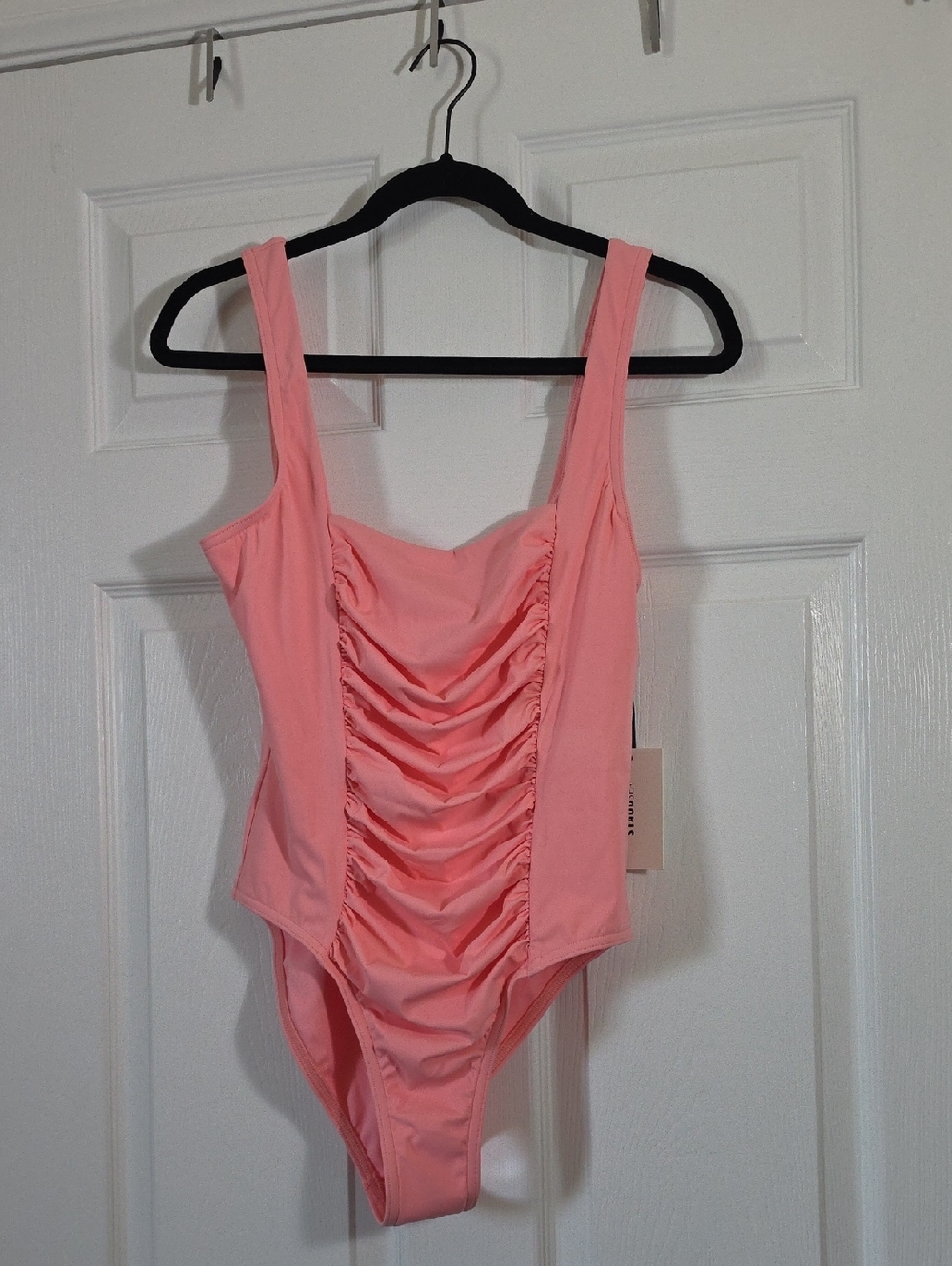 STAUD Women's Pink Ruched One-Piece Bodysuit